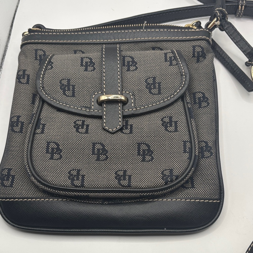 Dooney & Bourke Black and Gray Signature Crossbody